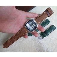 Replacement leather strap for Casio AE1200, AE1300, F108WH, F216H waxed cowhide watches