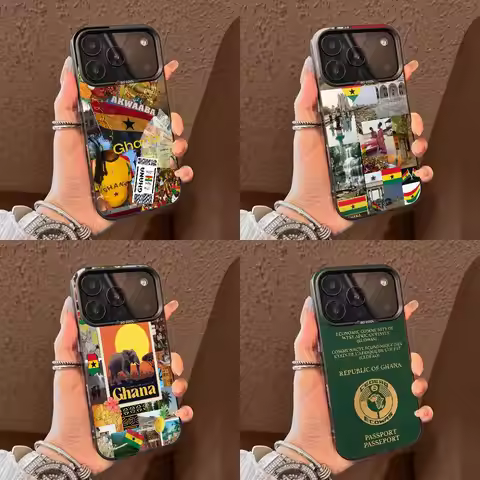 Ghana Passport Flag Phone Case For iPhone 15,16,12,14,13,17,11,E,Max,Plus,Air,Pro,Mini Black Tpu Cov