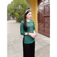 Ao Bà Ba Lẻ Pháp Phục Đi Chùa Gấm  Cổ Tròn Vạt Đứng Lụa Gấm Tơ Cao Cấp 7 Màu- Bộ Đồ Lam Đi Chùa Nữ T