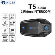 TNICER T5 Motorcycle Helmet Bluetooth Headset 500m 2-people Intercom Music Sharing 3 EQ Sound Effect