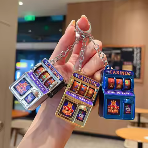 Fashion Slot Machine Keychain Mini Lucky Jackpot Fruit Slot Pendant Novelty Creative Bag Charm Car K