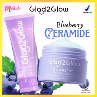 Glad2Glow Blueberry Ceramide Series Low pH Gel Cleanser | Moisturizer Cream 30g | 100gr | Exfoliatin