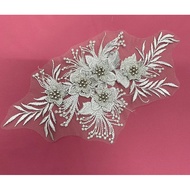 LACE APPLIQUE 3D FLOWER EMBROIDERY PEARL