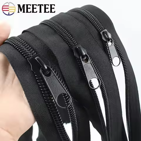 1-5Meters 3#5#8#10# Black Nylon Zippers with Sliders Plastic Coil Zipper By Meters Bags Tent Zip Rep