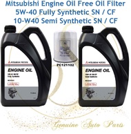 ( 100% Original ) Mitsubishi Engine Oil 4L Fully Synthetic 5W40 SN/CF MZ320362 Semi Synthetic 10W40 SN/CF MZ320367 FREE PROTON OIL FILTER PC121102 1pcs