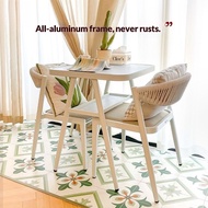 Balcony small table and chair set in cream style, small apartment trendy table and chair set, simple