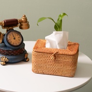 EISHO Rattan Tissue Box Home Decoration Handmade Desktop Tissue Rattan Tissue Box For Barthroom