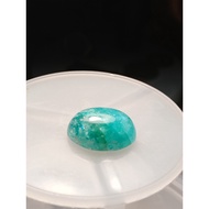 BATU ZAMRUD COLOMBIA ASLI 6.15 CT Natural Green Emerald Gemstone Cabochon Cut+ IKAT CINCIN