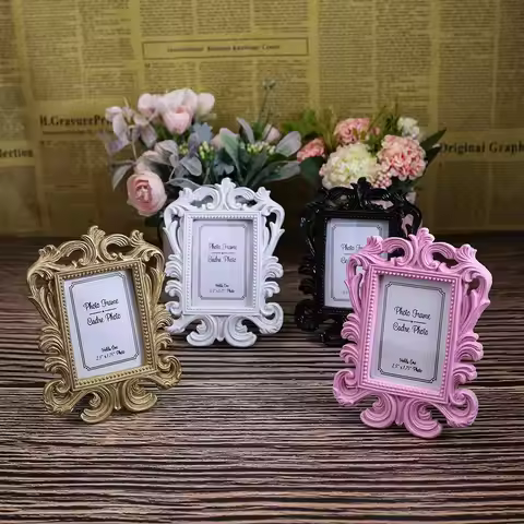 Square Wedding Photo Frame Retro Photo Frame Ornament ID Resin Photo Frame Baroque Photo Holder Fram