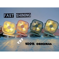 YASE YS2908 LED Light 360 Adjust Mini Fan USB Charging Mini Clip Fan with Cable Small Kipas Portable