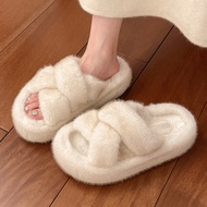 XIElXIEW Women Thick-Soled Fur Slippers Outer Wear Fur Slippers Women's Shoes Plus Size 41