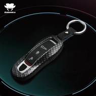 Carbon fiber Metal Car Smart Key Case Cover Shell Keychain for Porsche Cayman Cayenne 911 996 Macan 
