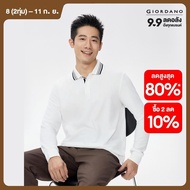 GIORDANO Men Polo Shirts Contrasting Collar Polo Shirts Long Sleeve Simple Basic Fashion Casual Piqu