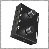 (E M K O) 3.5mm Stereo Audio Switcher 6-Way Audio Splitter Box Bi-Directional 4 in 2 Out Audio Switc