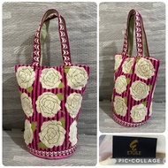 Etoile Vintage-Style Floral Chenille Cotton Bucket Tote Bag from Japan Surplus