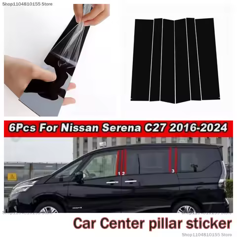 For 2016-2024 Nissan Serena C27 window trim side door frame, glossy black center pillar sticker