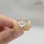 Swan Wings Engagement Marquise Unique Bird Wedding Ring