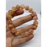 D5120 Natural Crystal Raw Ore Red Glue Flower And Snowflake Ghost Symbiosis Bracelet Diameter About 