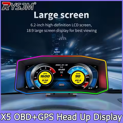 Head Up Display P4 OBD+GPS HUD Car Smart Digital Speedometer 4x4 Water Temp on-board Computer Slope 