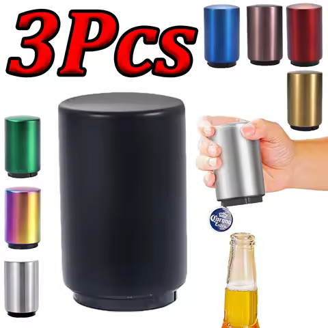 3-1Pcs Automatic Stainless Steel Beer Bottle Opener Magnet Beer Opener Stainless Steel Push Down Ope