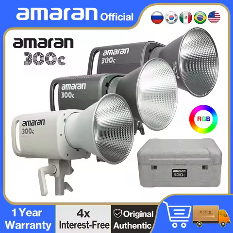 Amaran 300c RGB COB Video Light 2500K-7500K CCT with G/M Adjustment Hyper Reflector APP Control for 