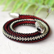 Red snake necklace, Snake choker for women, Ouroboros necklace, Serpent necklace