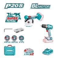 [ TOTAL ] (TCKLI20278) 20V Brushless Combo Kit Impact Drill 52Nm + Cut-Off Tool 3” | 2x2.0Ah Battery