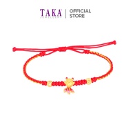 FC1 TAKA Jewellery 999 Pure Mini Gold Fish &amp; Gold Beads Charm Nylon Bracelet