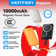 Vention CCC 10000mah Magnetic Wireless Power Bank With Inbuilt Cable Wireless Charging 15W 3C Powerb
