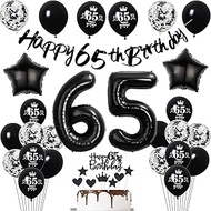 65th Birthday Decoration Man Women, Black Banner 65th Birthday Garland Decoration 65th Women Black B