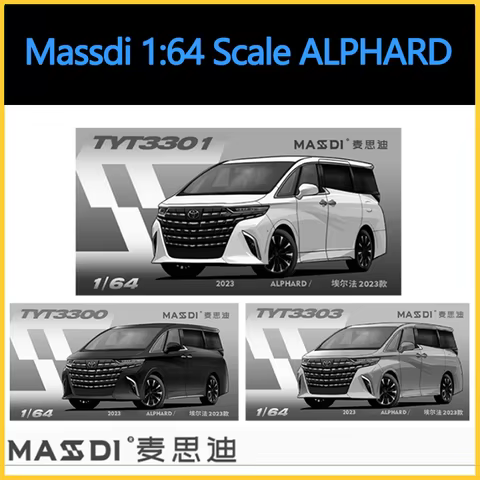 MASSDI Alloy 1/64 TYT1500 LC300/TYT1801 TYT1800 SIENNA/2023 ALPHARD Car Model Static Collection Deco