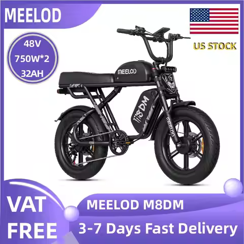 MEELOD M8DM adult E-bike 20-inch Fat Tire E-Mountain bike 750W*2 motor 48V 32Ah battery commute Elec