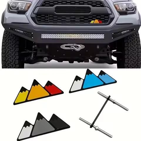 for TOYOTA TACOMA for 4Runner Front Grille Emblem with Three-color Snow Mountain Design ABS Material