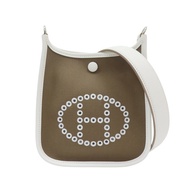 大象灰 Toile帆布 白色牛皮 Neo Evelyne 16 肩背包 K刻 金扣【HERMES 愛馬仕】