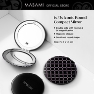 Masami 1x/3x Iconic Round Compact Mirror Makeup Mirror Mini Glass Travel Mirror Cermin Makeup Cermin