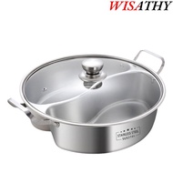 Twin Divided Hot Pot, Chinese Thicken Soup Hotpots, Compatible 32/34cm Multi-functional Double-flavo