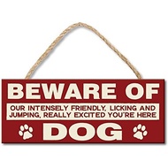 Beware of Dog Hanging Wooden Sign