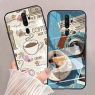 G-5 Coffee Time Tempered Glass Casing for OPPO Reno F11 12F A5 F17 2Z F15 2F A9 2020 Pro Case