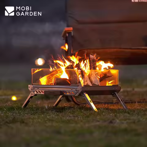 MOBI GARDEN Outdoor Camping Firewood Stove Burning Fire Platform 5.7KG Stove Cooking Tea Stainless S