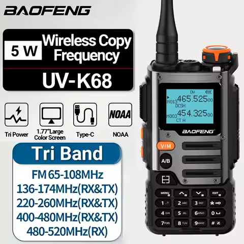BAOFENG UV-K68 Walkie Talkie Air Band Radio TYPE-C K68 Charge UHF VHF DTMF FM NOAA Wireless Frequenc