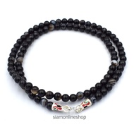 Stone Necklace - Black agate สร้อยคอหิน อาเกตสีดำ ขนาด 6 มม. by siamonlineshop