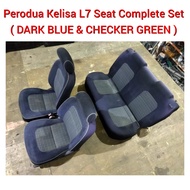 Perodua Kelisa Gino L7 Seat Complete Set ( Dark Blue & Checkers Green ) / Car Cushion / Kusyen Kerus
