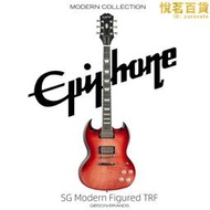 epiphone電吉他sg modern figured trf 透明虎紋櫻桃紅款可切