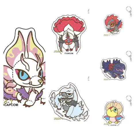 6cm Popular Game Monster Hunter Acrylic keychain Pendant Accessories Decorative fans gifts