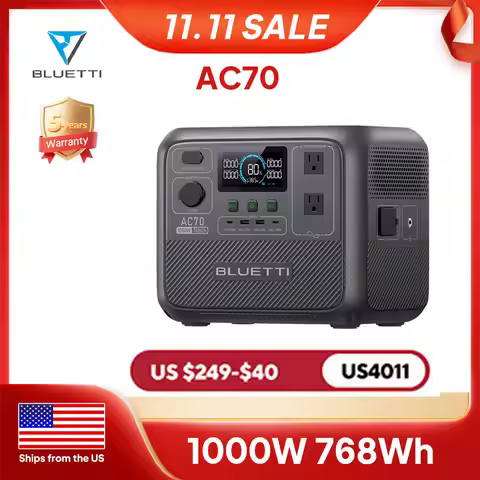 【US PLUG】BLUETTI AC70 Portable Power Station | 1000W 768Wh, Generator for Road Trip, Off-grid, Power