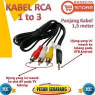 KABEL RCA 1 to 3 PENGHUBUNG STB Android IPTV DENGAN TV TABUNG MELALUI SLOT AV - KABEL RCA 3 to 3 Pen