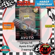 lampu utama motor - lampu h6 8led ayoto 2 warna putih kuning