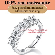 Total 2.1ct 7 Stones rings 3x4mm emerald cut moissanite band ring eternity wedding engagement ring
