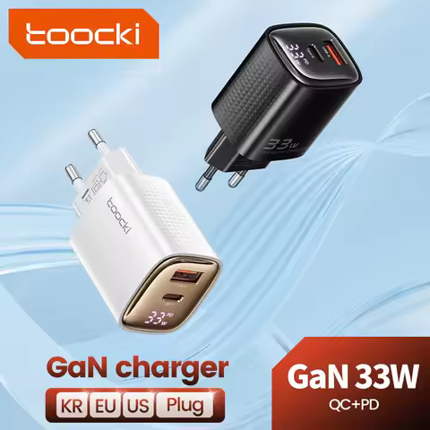 Toocki GaN USB Charger 33W Digital Display QC3.0 PD Fast Charger Type C for iPhone 15 14 13 Pro Max 