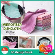 🚚SG Fast Delivery📦10Pcs/set Dish Cloth Thicken Ultra Absorbent Coral Fleece Cleaning Cloth 24x14cm Dish Towel Kitchen Wash Rags children day gifts